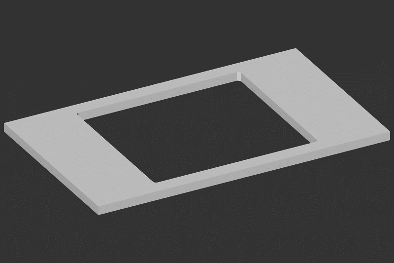 Ausschnitt für Kochfeld,  rechteckig mit Eckabrundung bis 50 x 56 cm